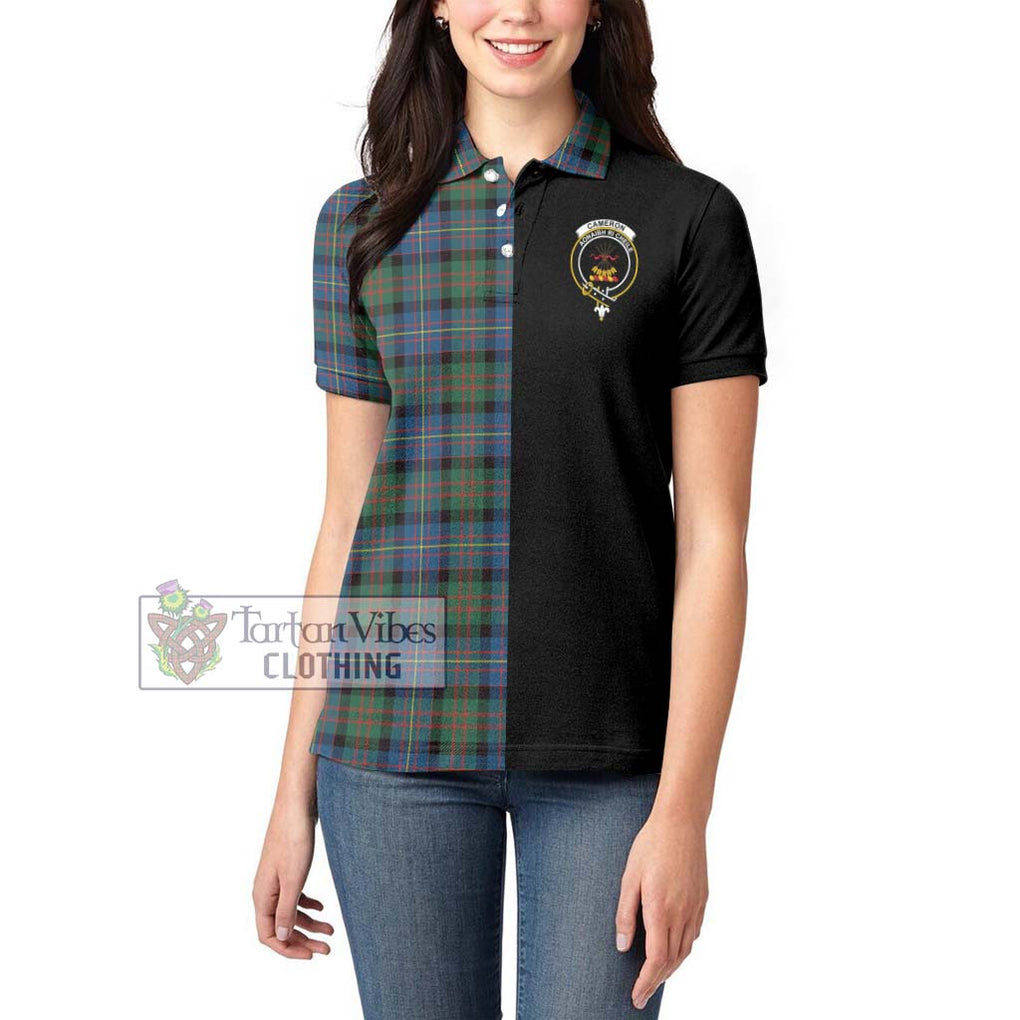 Cameron of Erracht Ancient Tartan Women's Polo Shirt with Family Crest and Half Of Me Style - Tartanvibesclothing Shop