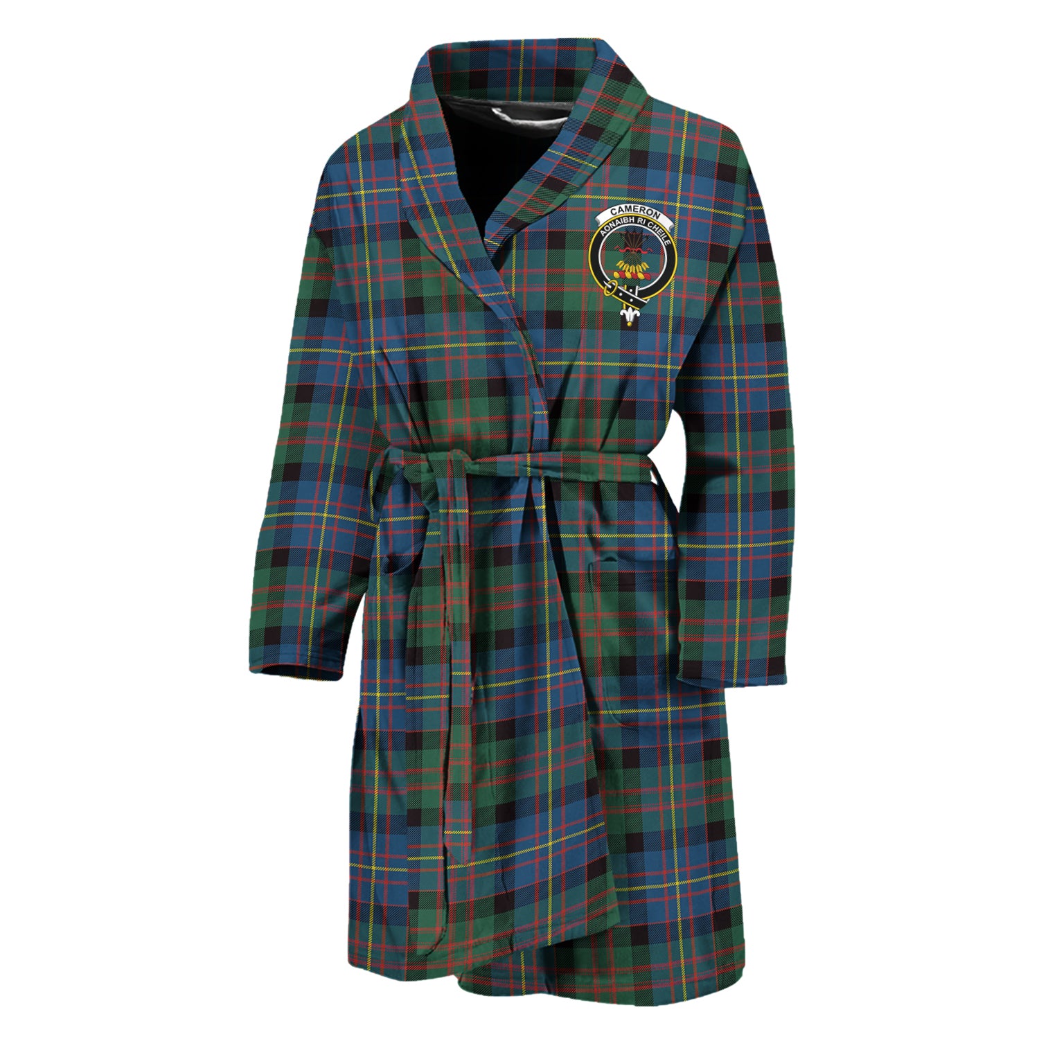 Cameron of Erracht Ancient Tartan Bathrobe with Family Crest Unisex M - Tartan Vibes Clothing