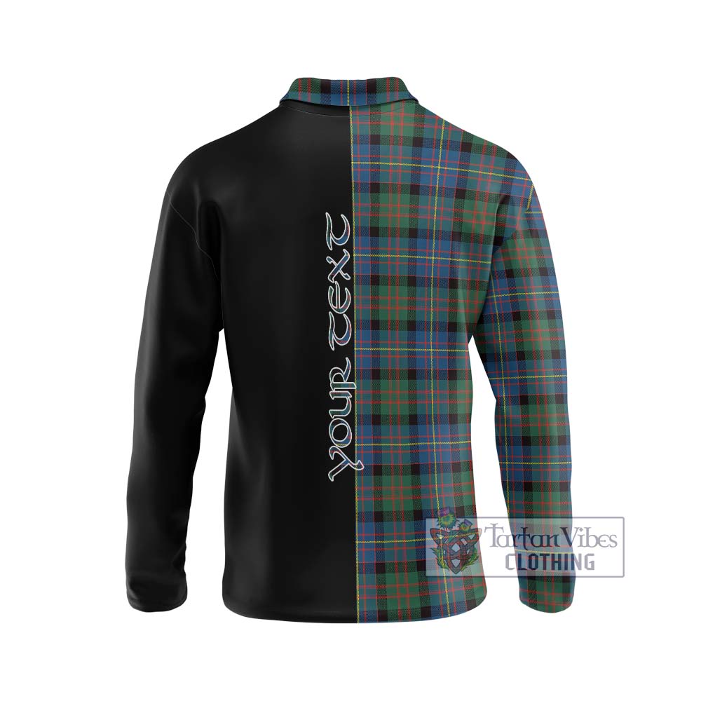 Cameron of Erracht Ancient Tartan Long Sleeve Polo Shirt with Family Crest and Half Of Me Style - Tartanvibesclothing Shop