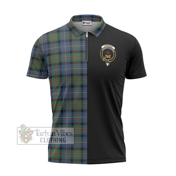 Cameron of Erracht Ancient Tartan Zipper Polo Shirt with Family Crest and Half Of Me Style