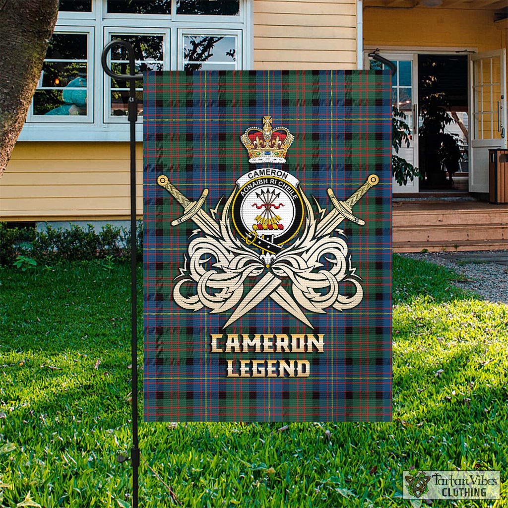 Tartan Vibes Clothing Cameron of Erracht Ancient Tartan Flag with Clan Crest and the Golden Sword of Courageous Legacy