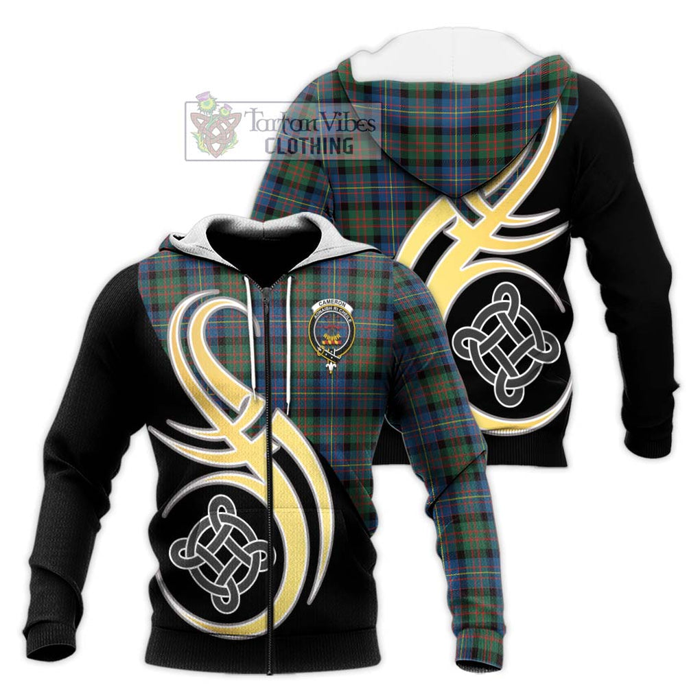 Cameron of Erracht Ancient Tartan Knitted Hoodie with Family Crest and Celtic Symbol Style Unisex Knitted Zip Hoodie - Tartan Vibes Clothing