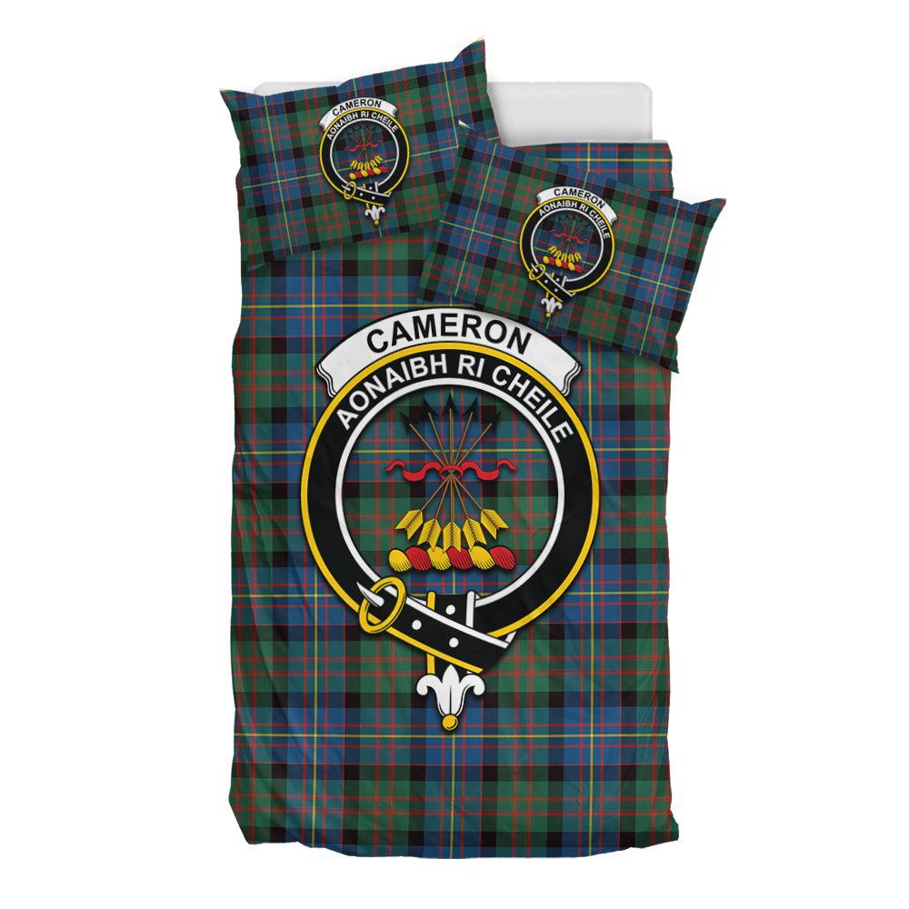 Cameron of Erracht Ancient Tartan Bedding Set with Family Crest - Tartan Vibes Clothing