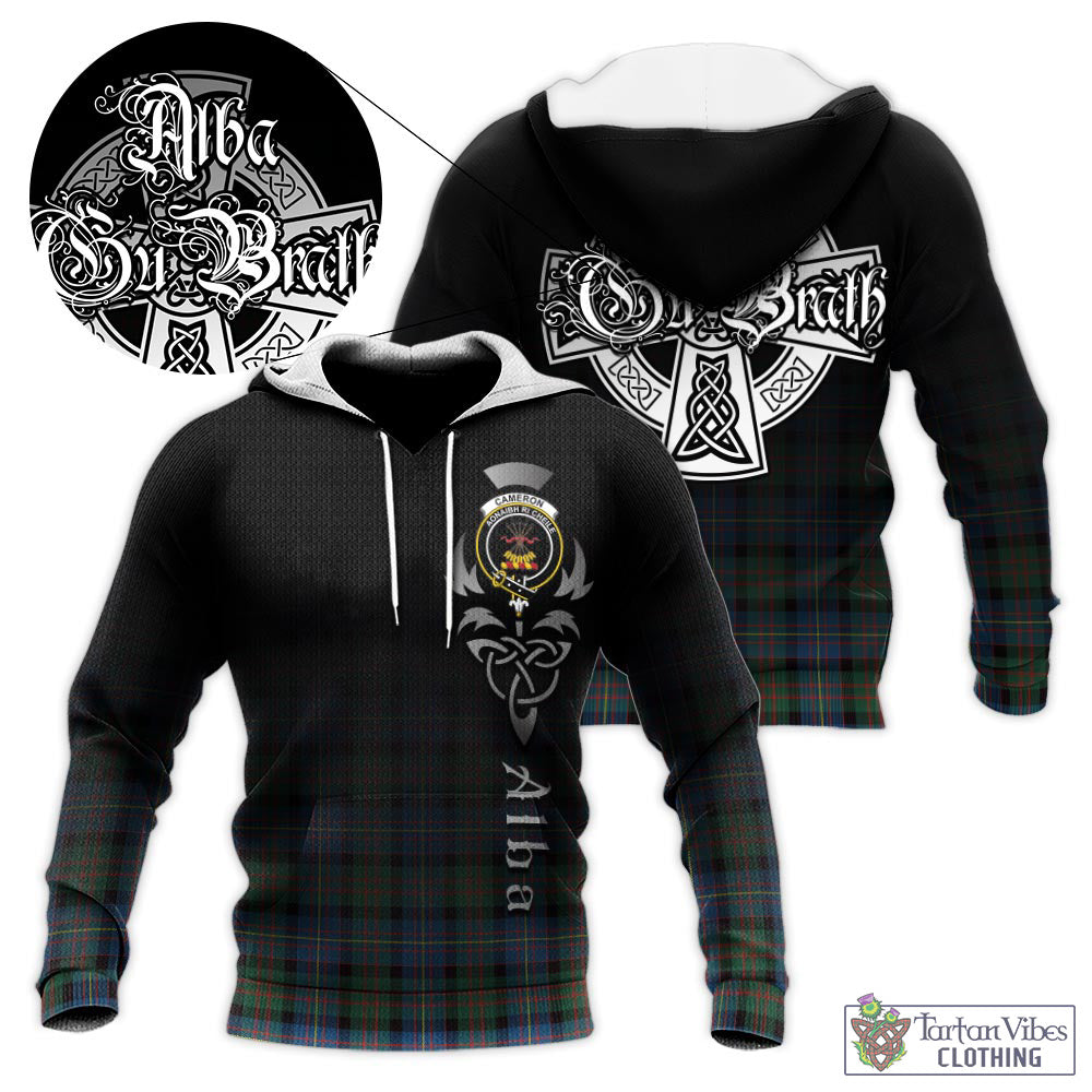 Tartan Vibes Clothing Cameron of Erracht Ancient Tartan Knitted Hoodie Featuring Alba Gu Brath Family Crest Celtic Inspired