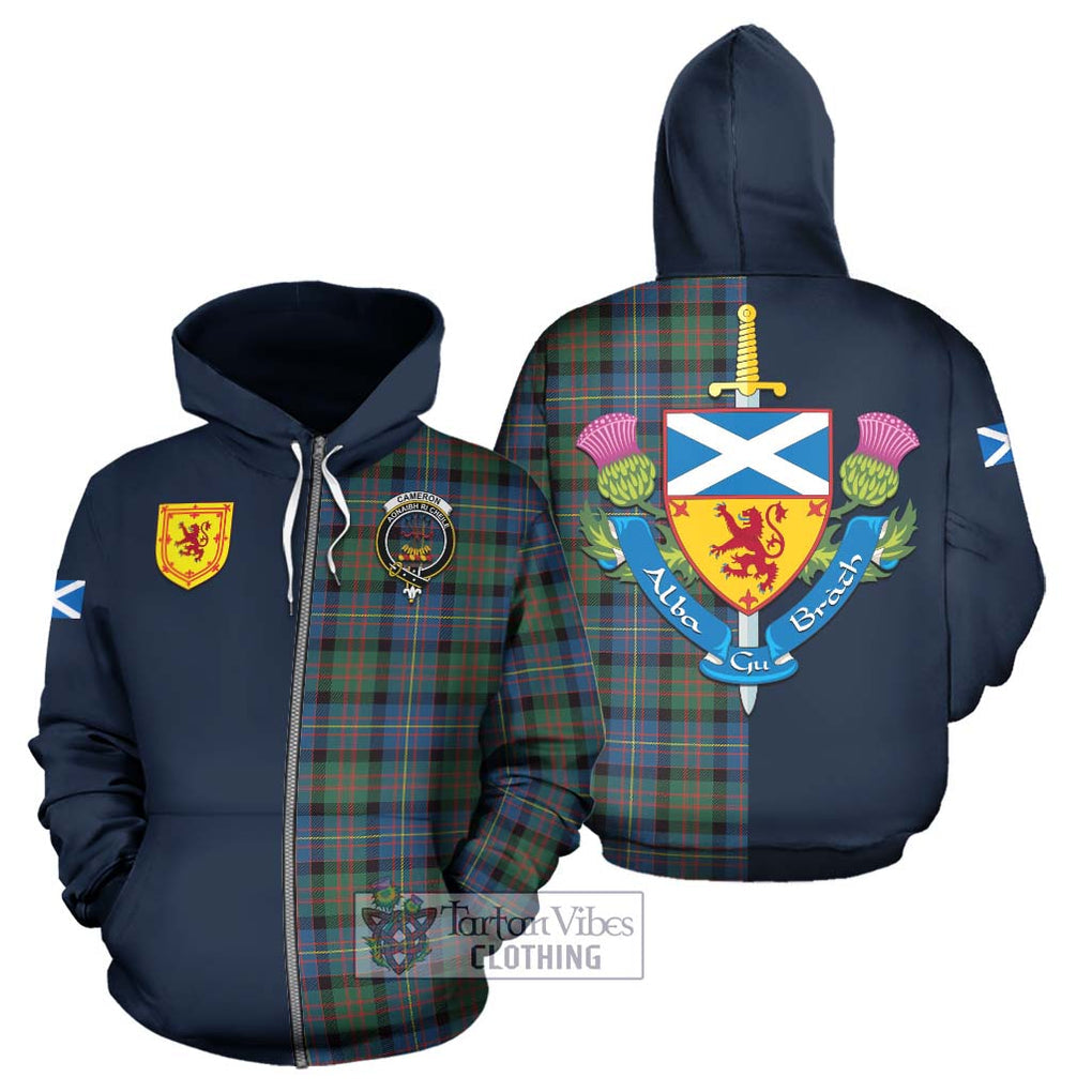 Tartan Vibes Clothing Cameron of Erracht Ancient Tartan Hoodie with Scottish Lion Royal Arm Half Style