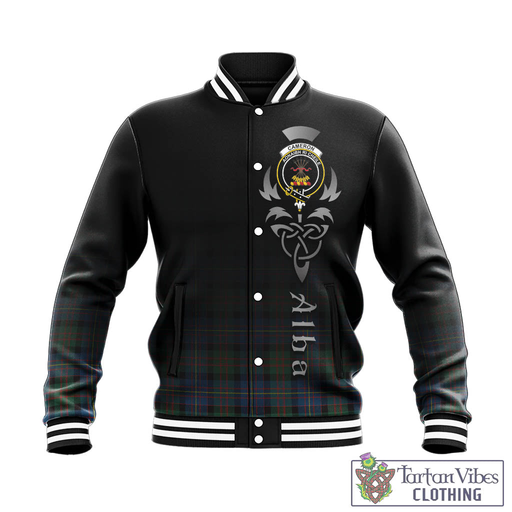 Tartan Vibes Clothing Cameron of Erracht Ancient Tartan Baseball Jacket Featuring Alba Gu Brath Family Crest Celtic Inspired