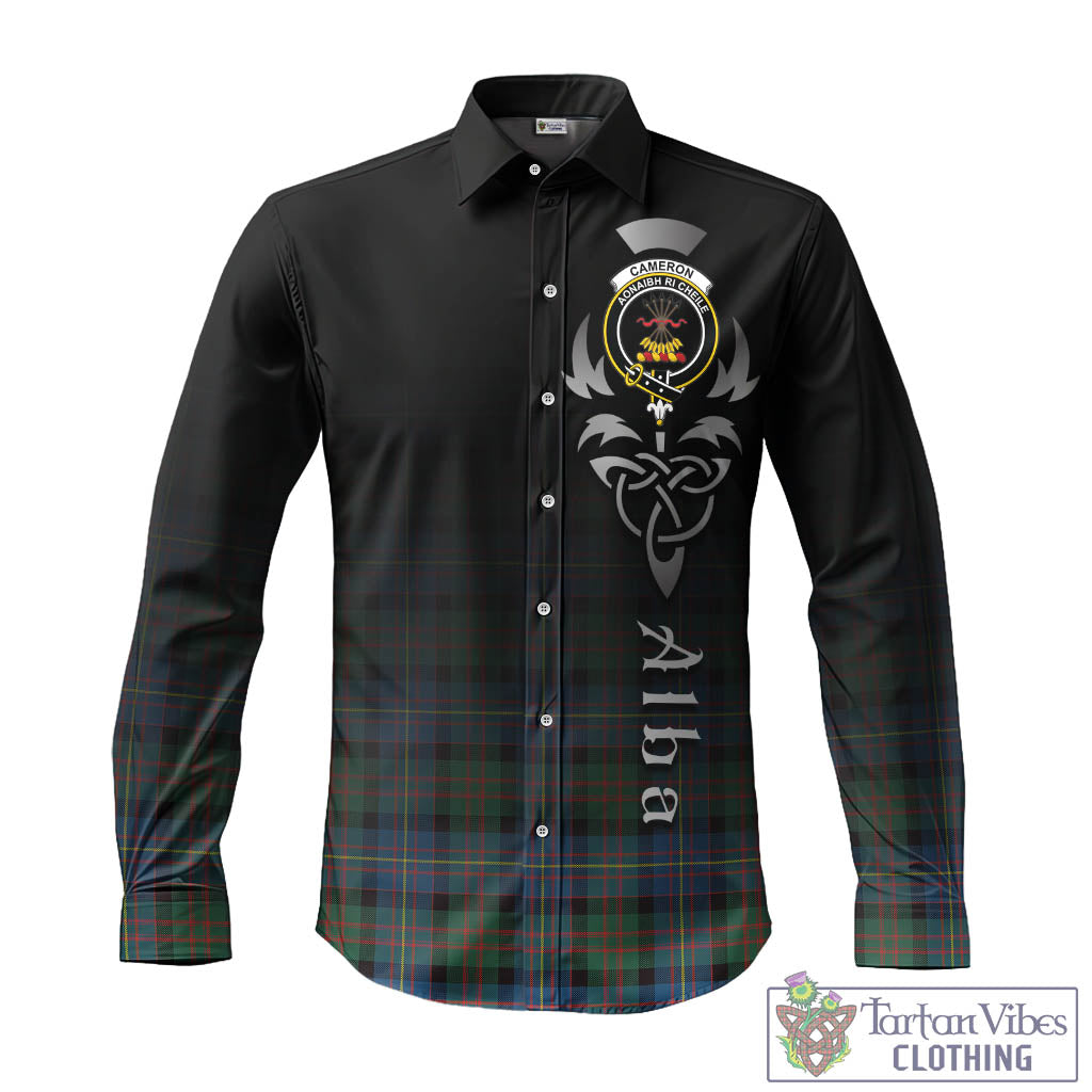 Tartan Vibes Clothing Cameron of Erracht Ancient Tartan Long Sleeve Button Up Featuring Alba Gu Brath Family Crest Celtic Inspired