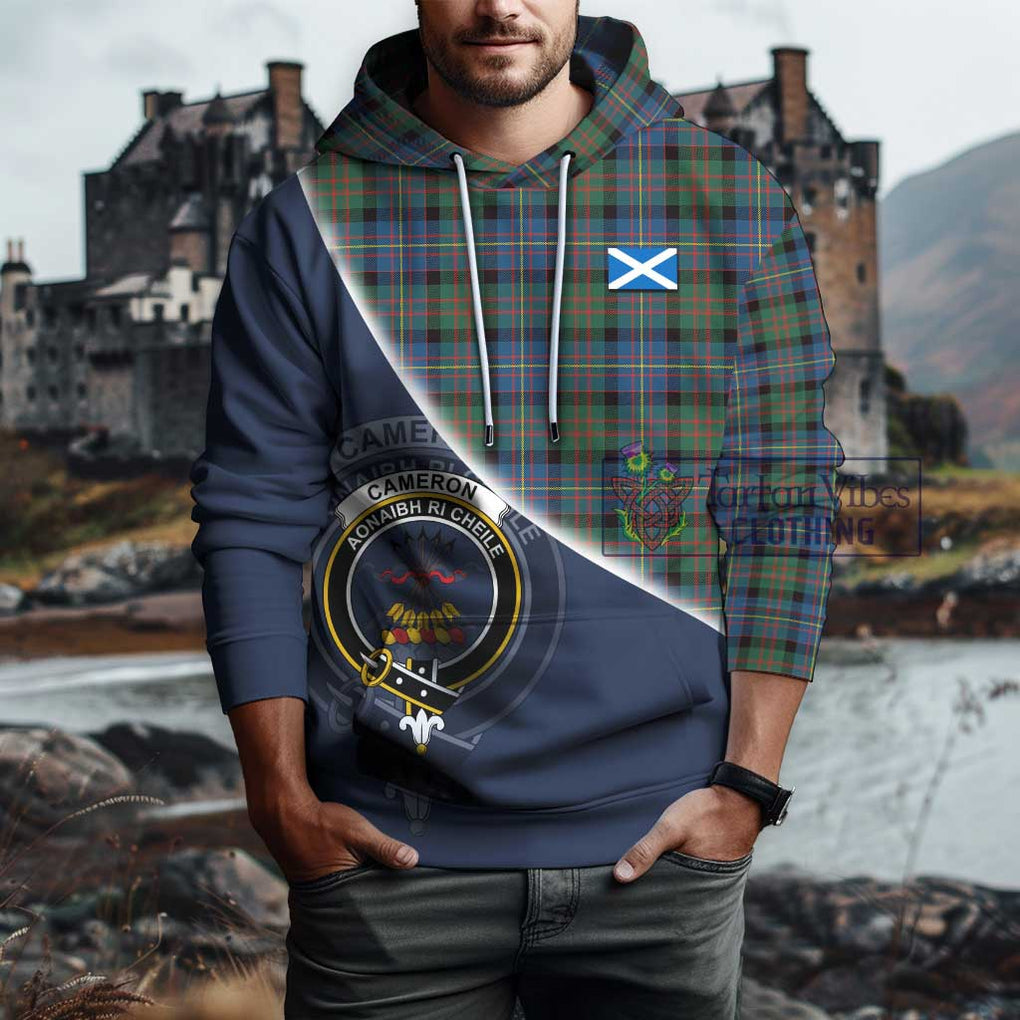 Cameron of Erracht Ancient Tartan Hoodie with Personalised National Flag and Family Crest Half Style - Tartanvibesclothing Shop