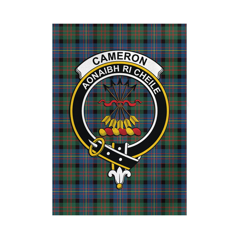 cameron-of-erracht-ancient-tartan-flag-with-family-crest