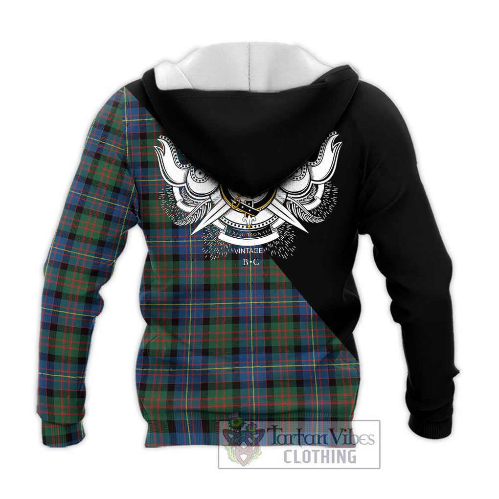 Cameron of Erracht Ancient Tartan Knitted Hoodie with Family Crest and Military Logo Style - Tartanvibesclothing Shop