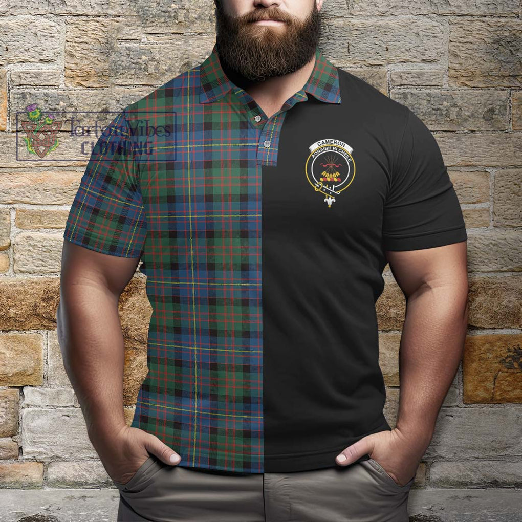 Cameron of Erracht Ancient Tartan Polo Shirt with Family Crest and Half Of Me Style - Tartanvibesclothing Shop