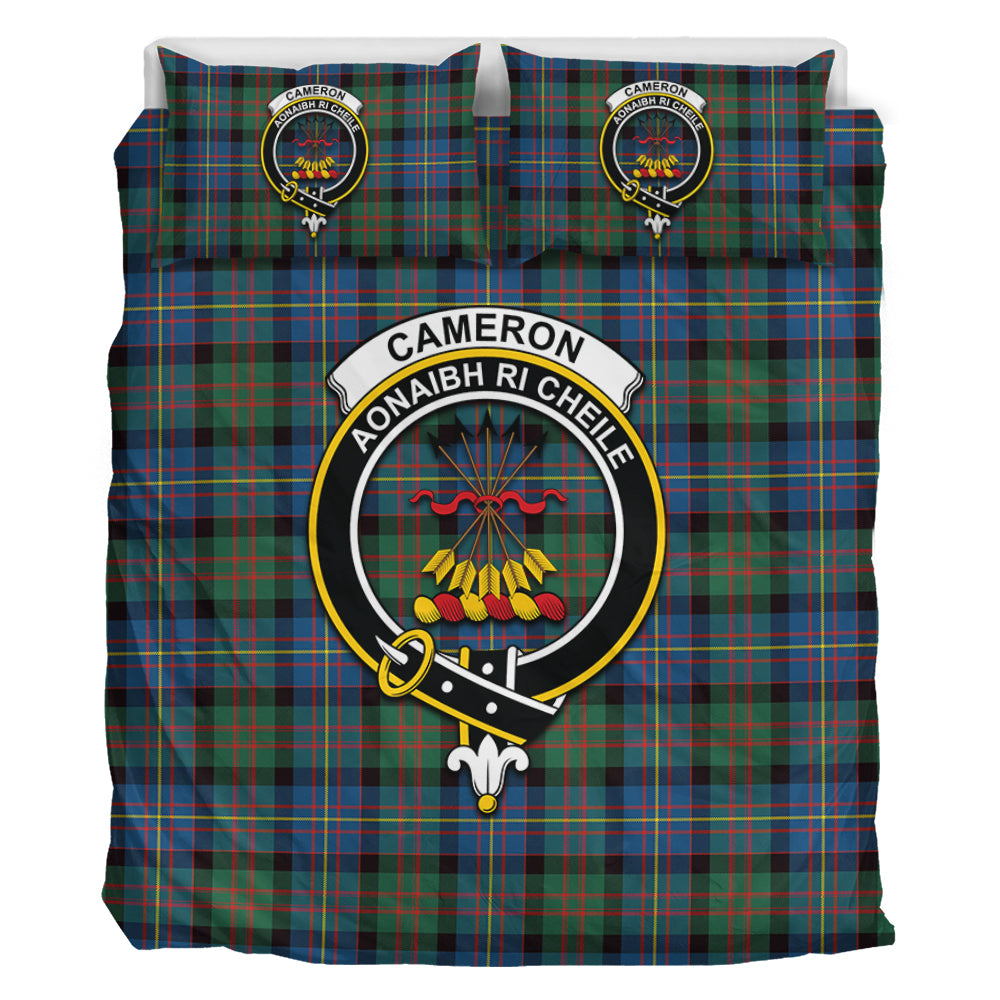 Cameron of Erracht Ancient Tartan Bedding Set with Family Crest - Tartan Vibes Clothing