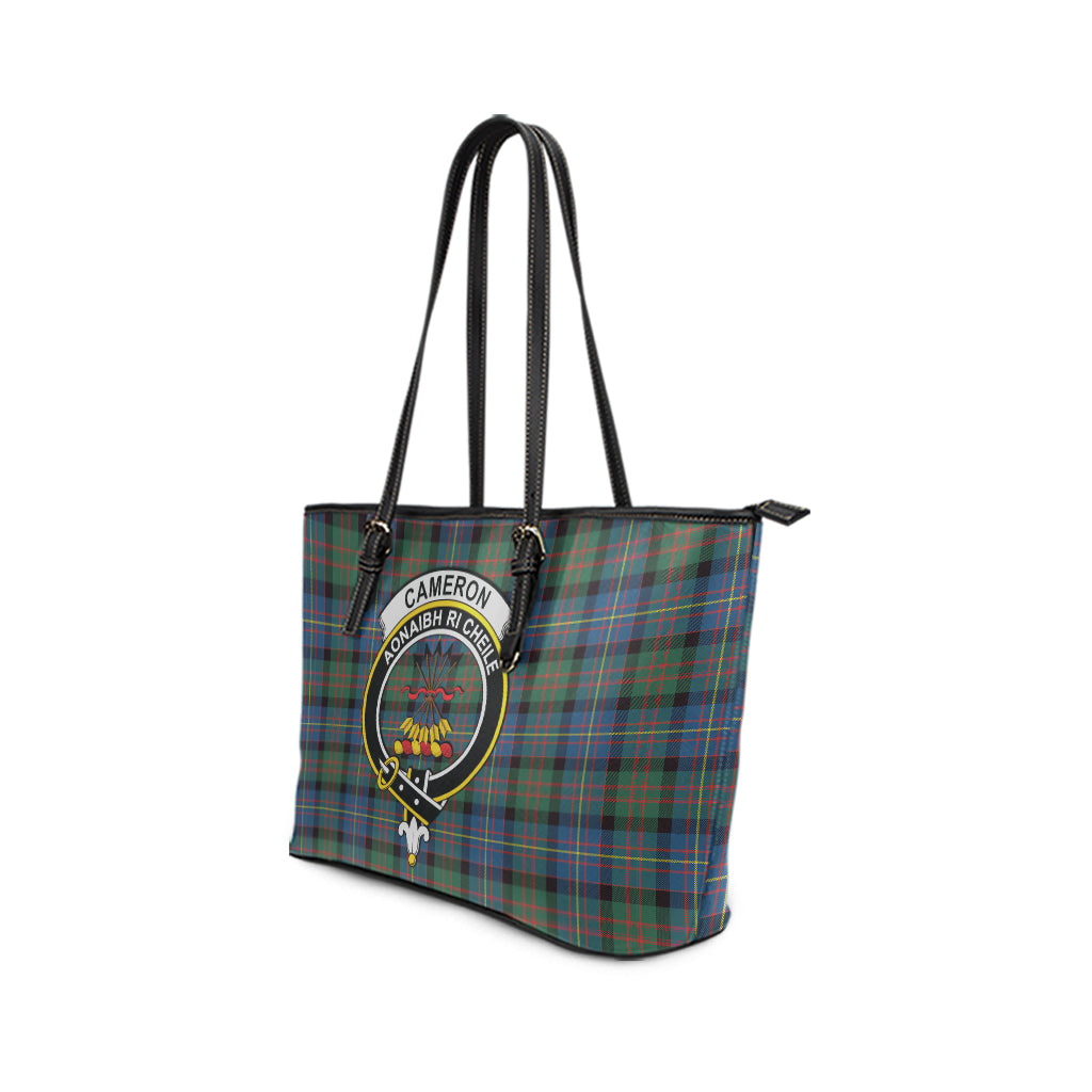 cameron-of-erracht-ancient-tartan-leather-tote-bag-with-family-crest