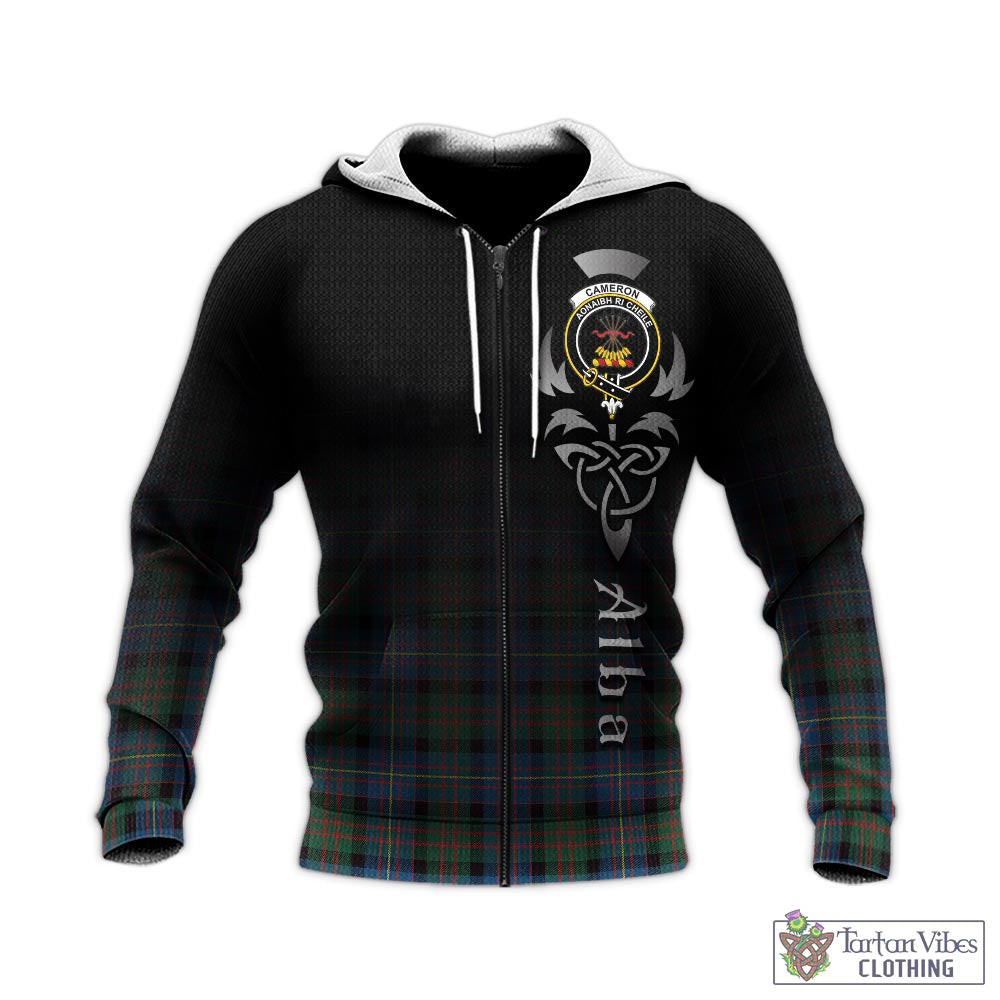 Tartan Vibes Clothing Cameron of Erracht Ancient Tartan Knitted Hoodie Featuring Alba Gu Brath Family Crest Celtic Inspired