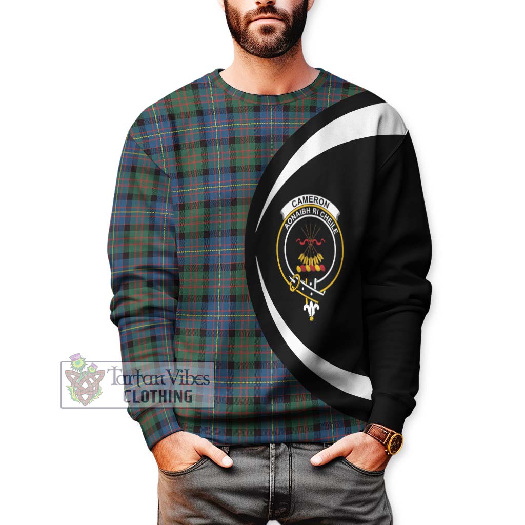 Cameron of Erracht Ancient Tartan Sweatshirt with Family Crest Circle Style - Tartan Vibes Clothing