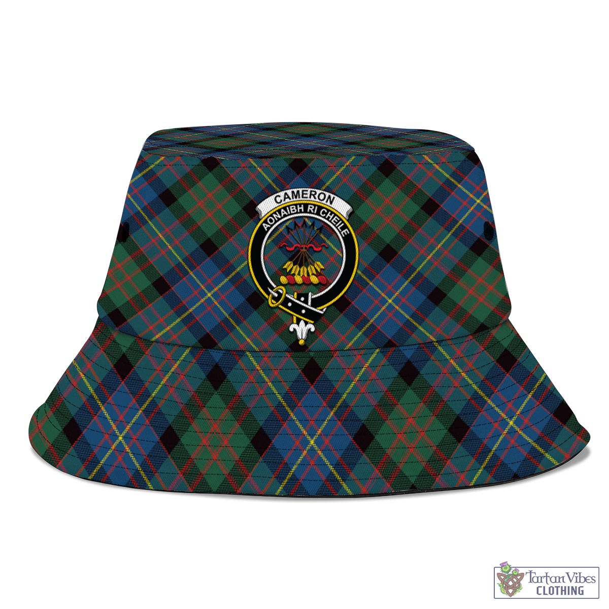 Tartan Vibes Clothing Cameron of Erracht Ancient Tartan Bucket Hat with Family Crest