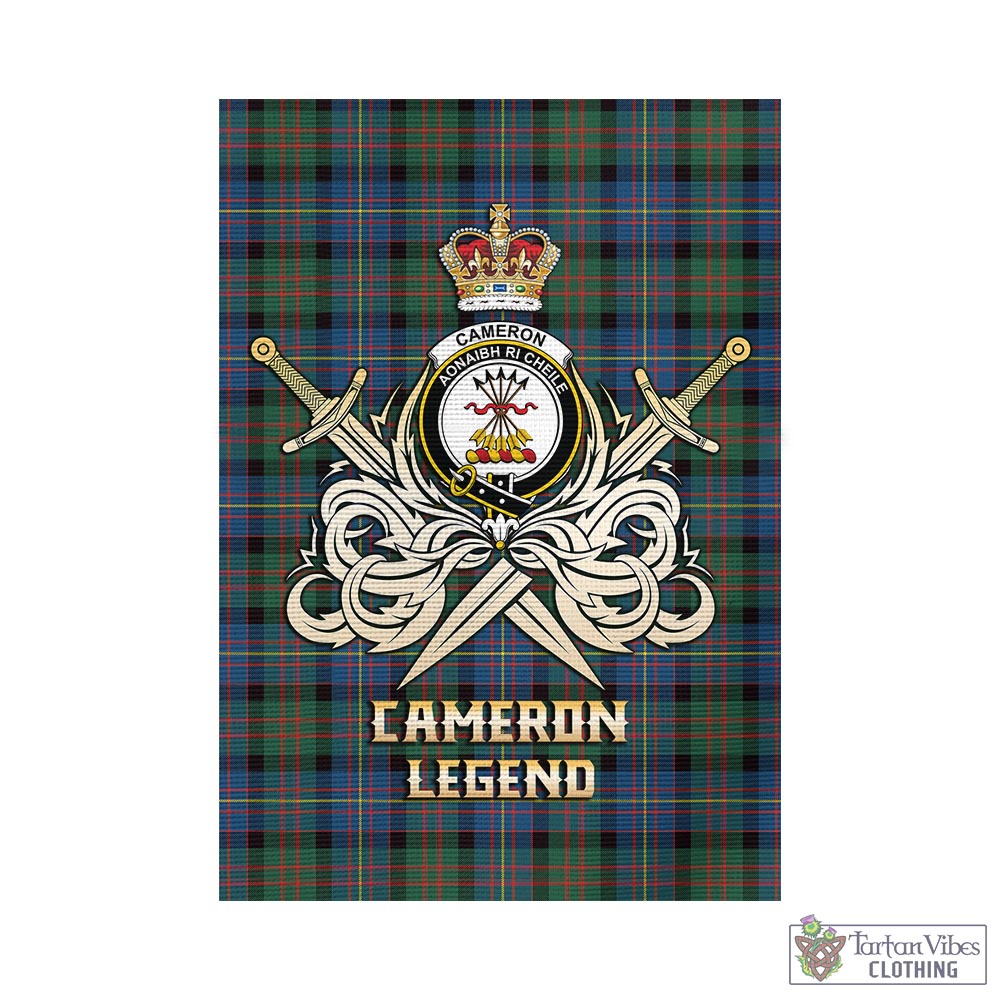 Tartan Vibes Clothing Cameron of Erracht Ancient Tartan Flag with Clan Crest and the Golden Sword of Courageous Legacy