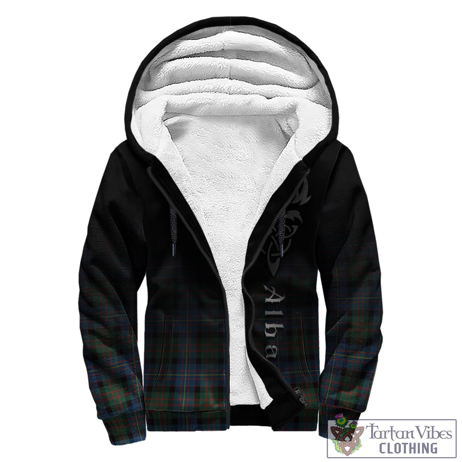 Tartan Vibes Clothing Cameron of Erracht Ancient Tartan Sherpa Hoodie Featuring Alba Gu Brath Family Crest Celtic Inspired