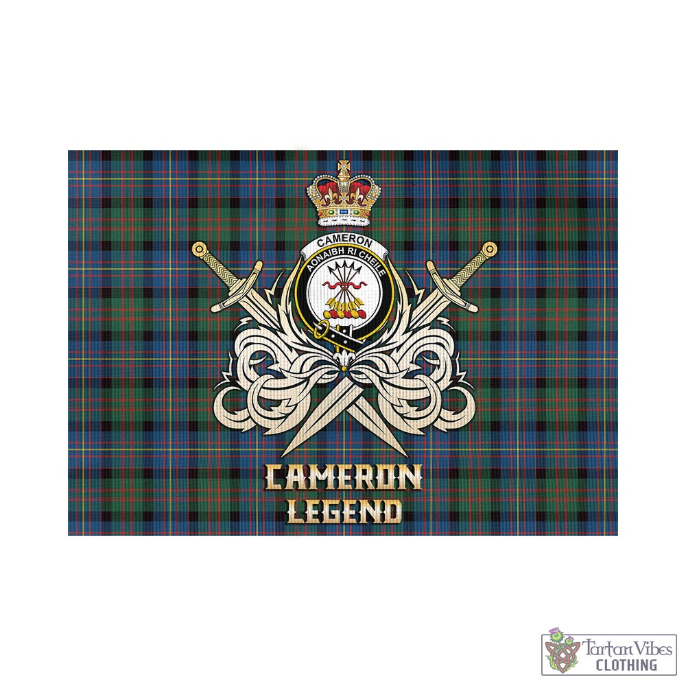 Tartan Vibes Clothing Cameron of Erracht Ancient Tartan Flag with Clan Crest and the Golden Sword of Courageous Legacy