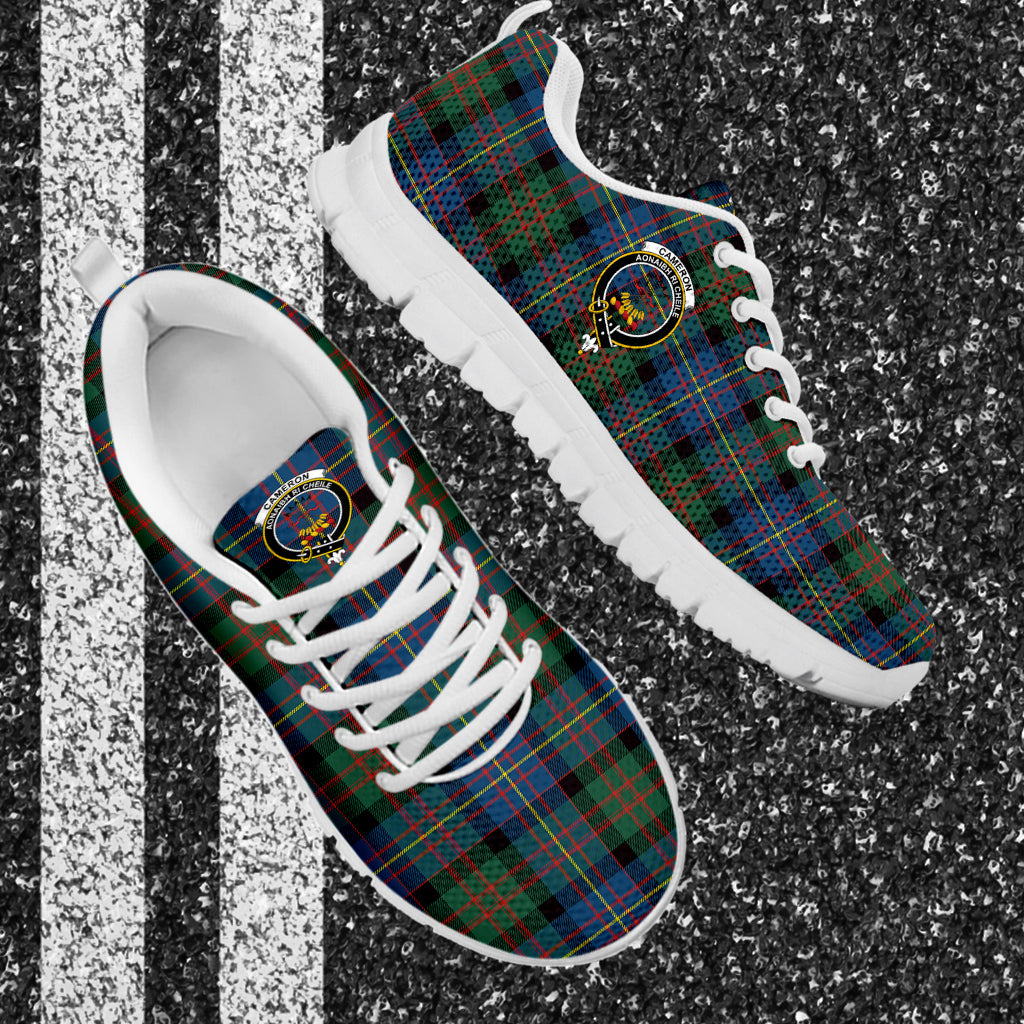 Cameron of Erracht Ancient Tartan Sneakers with Family Crest - Tartan Vibes Clothing