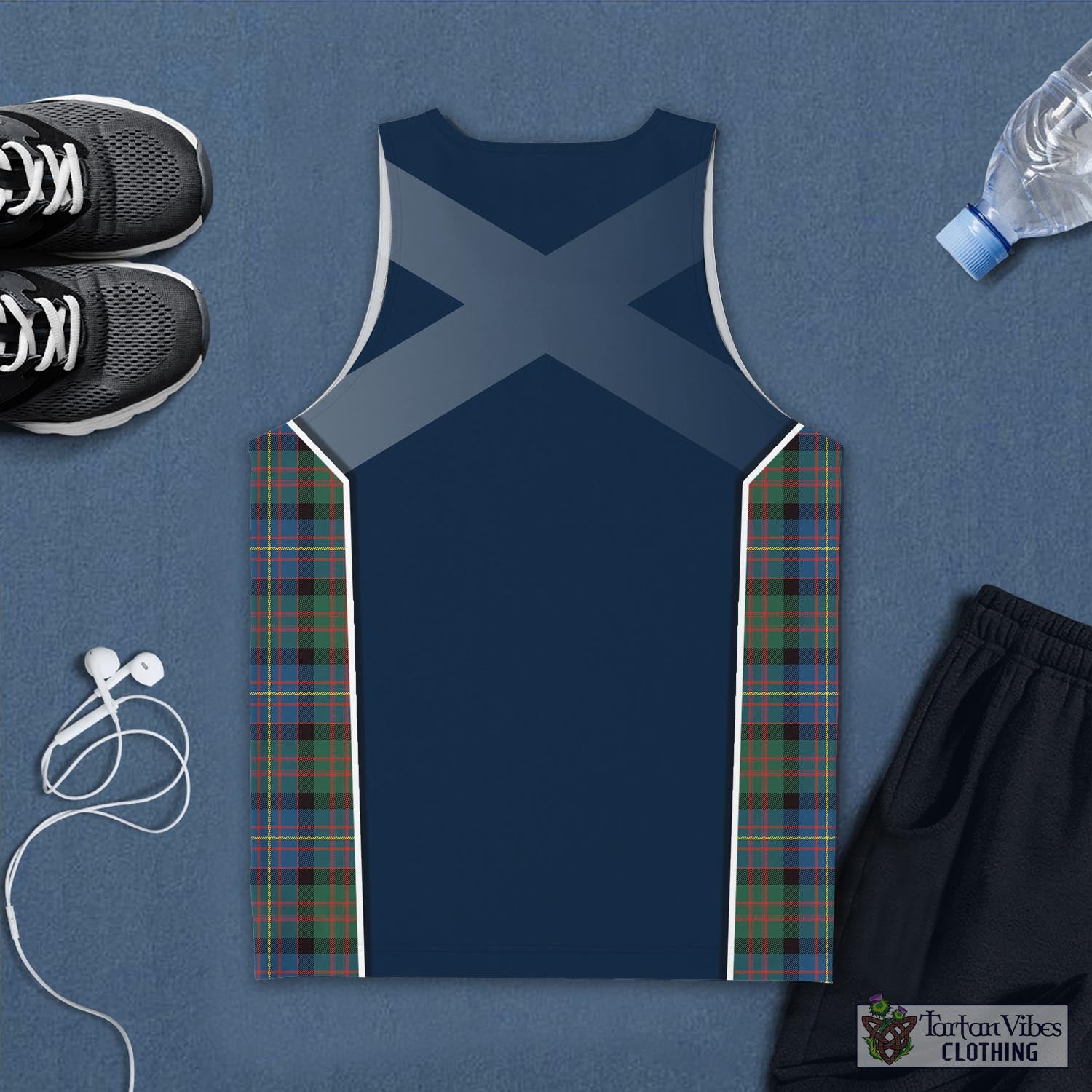 Tartan Vibes Clothing Cameron of Erracht Ancient Tartan Men's Tanks Top with Family Crest and Scottish Thistle Vibes Sport Style