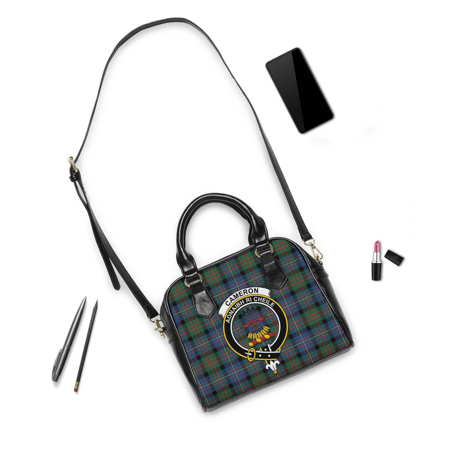 Cameron of Erracht Ancient Tartan Shoulder Handbags with Family Crest - Tartanvibesclothing