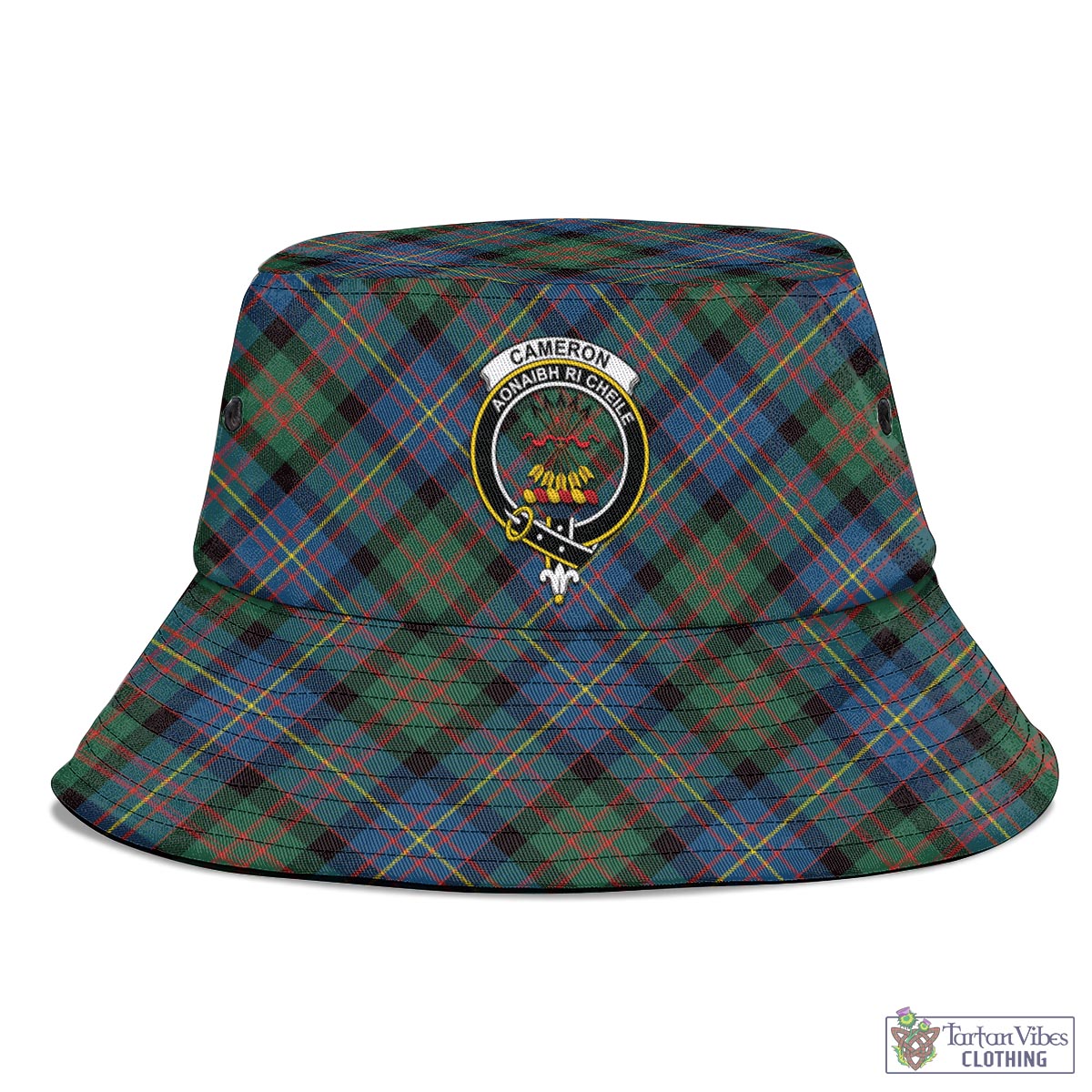 Tartan Vibes Clothing Cameron of Erracht Ancient Tartan Bucket Hat with Family Crest