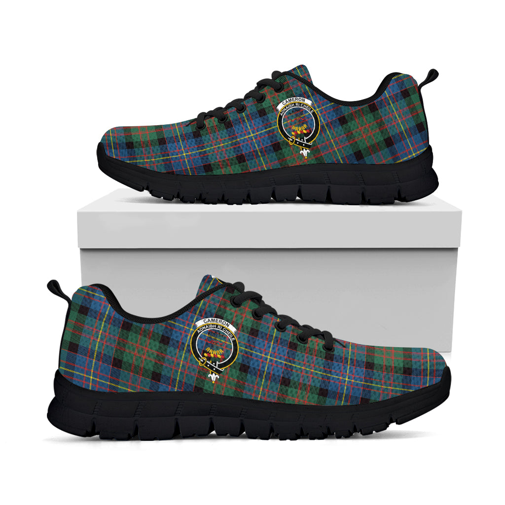 Cameron of Erracht Ancient Tartan Sneakers with Family Crest - Tartan Vibes Clothing