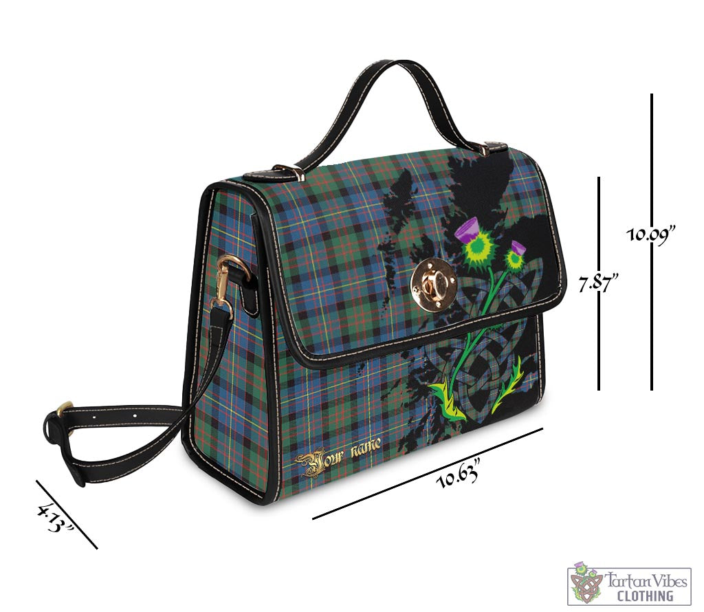 Tartan Vibes Clothing Cameron of Erracht Ancient Tartan Waterproof Canvas Bag with Scotland Map and Thistle Celtic Accents