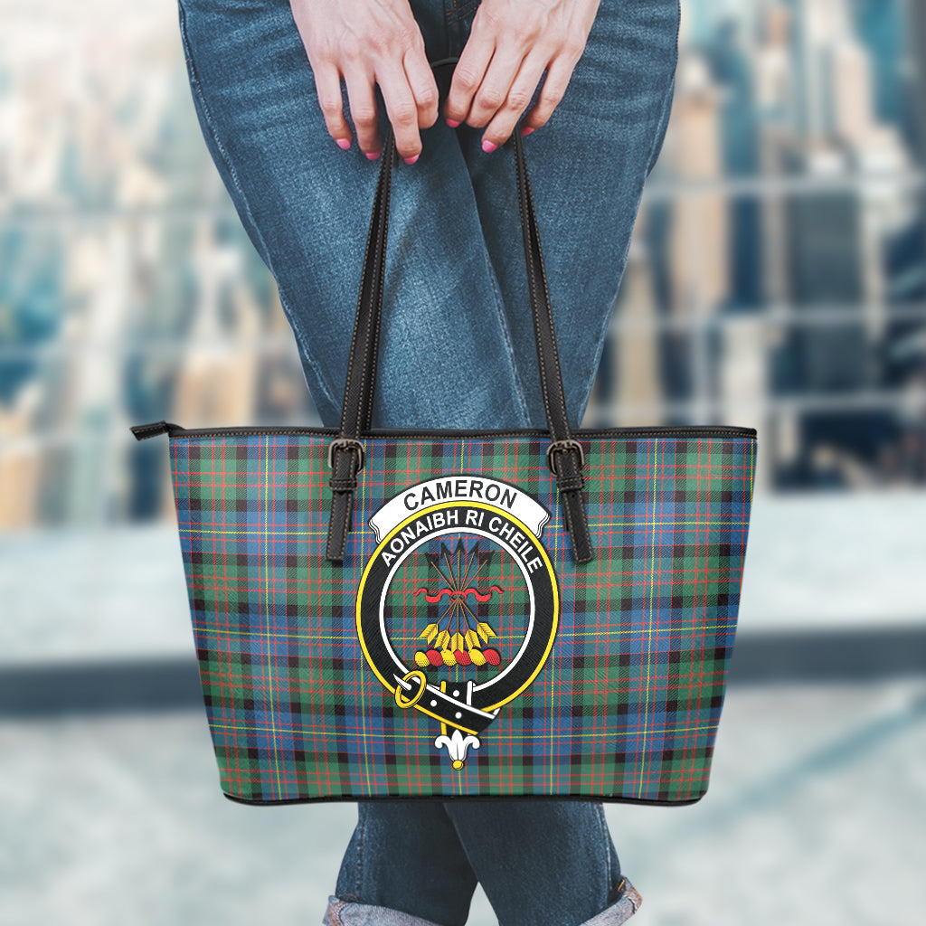 cameron-of-erracht-ancient-tartan-leather-tote-bag-with-family-crest