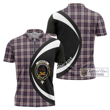 Cameron of Erracht Dress Tartan Zipper Polo Shirt with Family Crest Circle Style