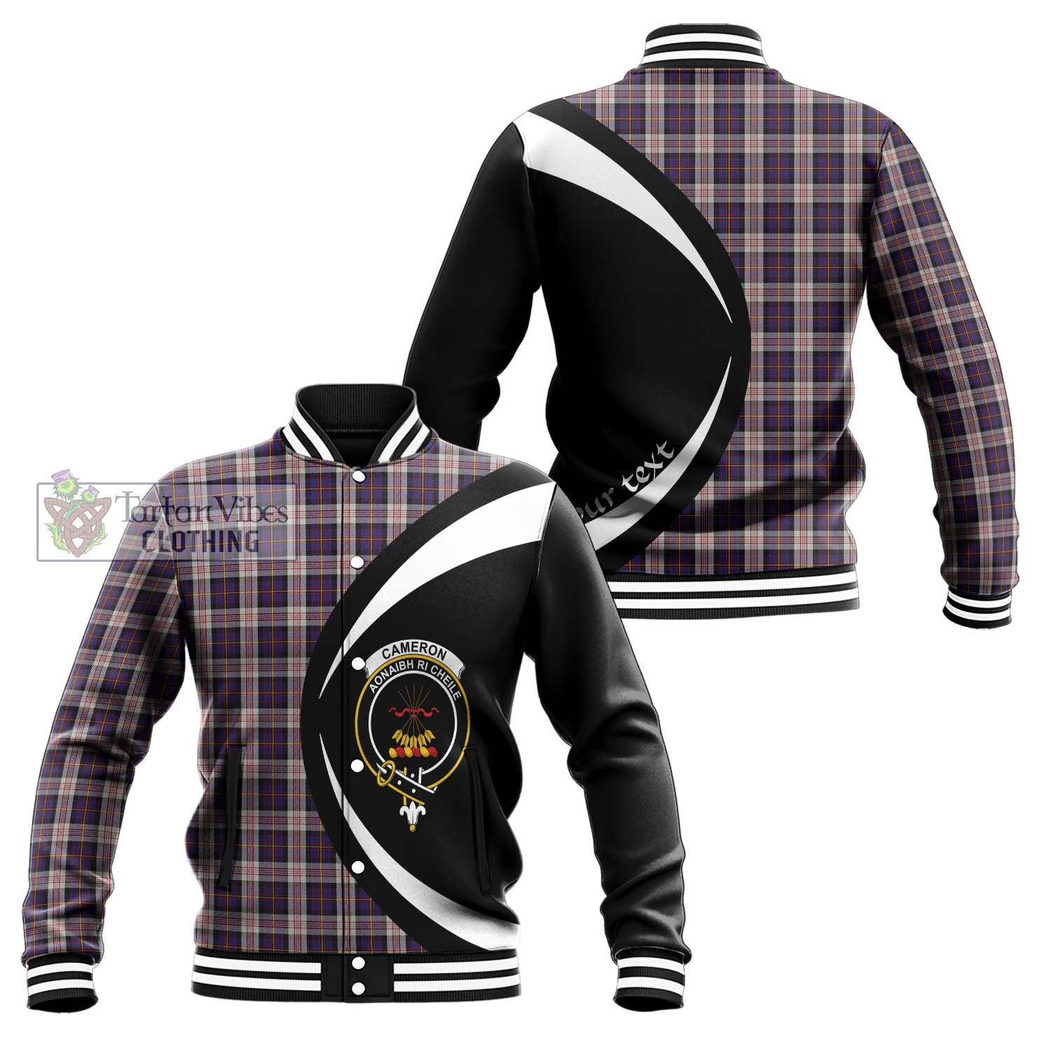 Cameron of Erracht Dress Tartan Baseball Jacket with Family Crest Circle Style Unisex - Tartan Vibes Clothing