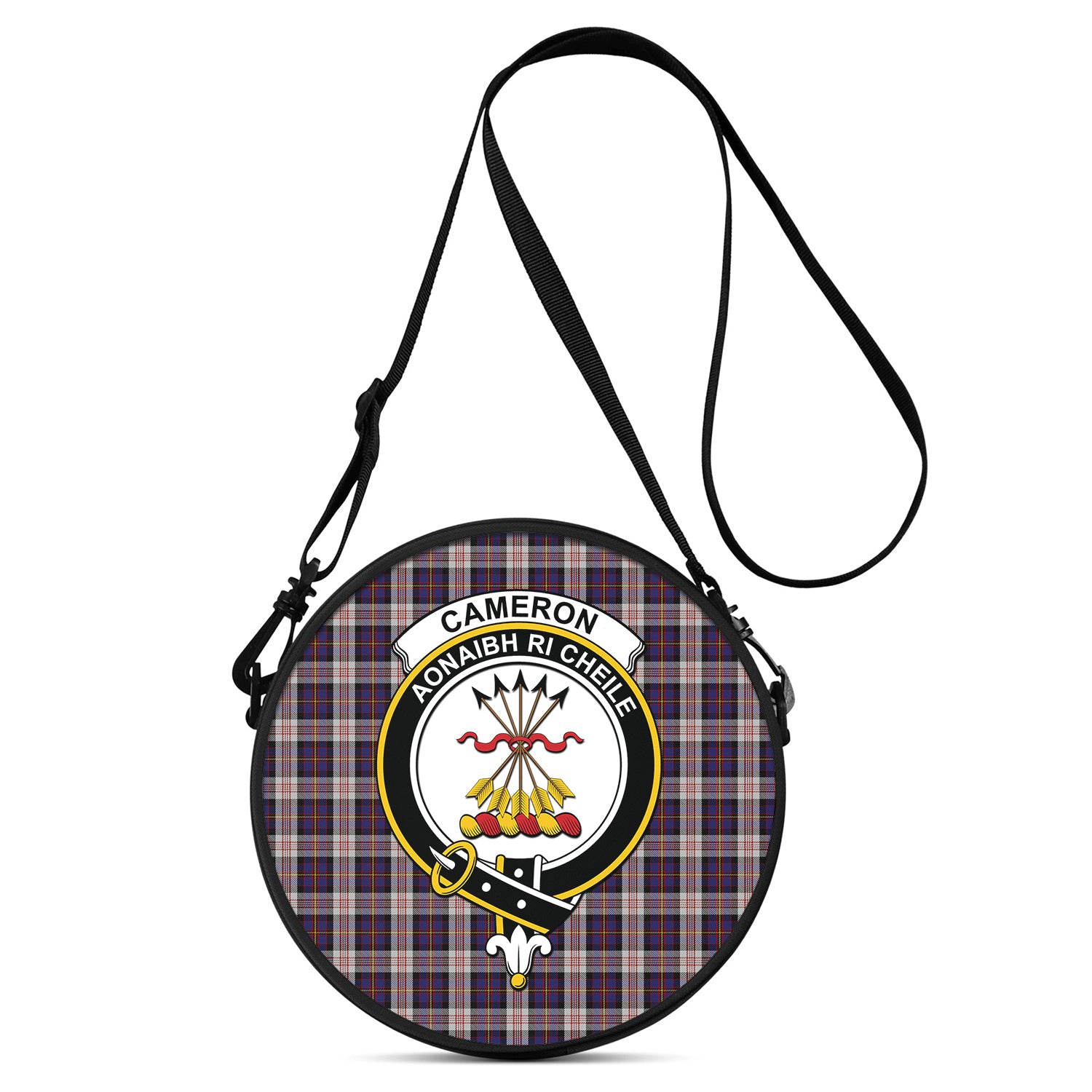 cameron-of-erracht-dress-tartan-round-satchel-bags-with-family-crest