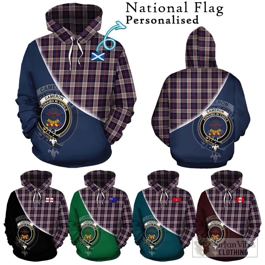 Cameron of Erracht Dress Tartan Hoodie with Personalised National Flag and Family Crest Half Style Zip Hoodie - Tartanvibesclothing Shop