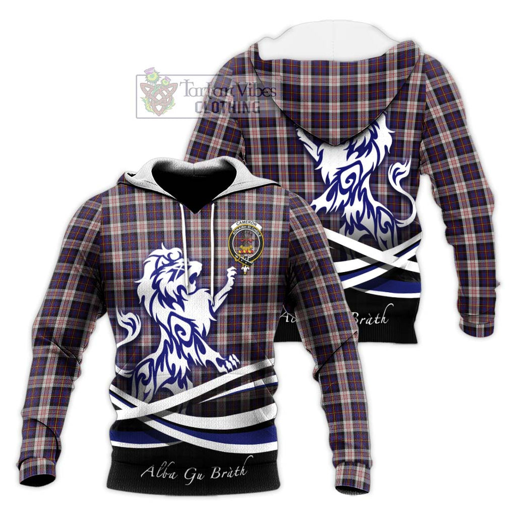 Cameron of Erracht Dress Tartan Knitted Hoodie with Alba Gu Brath Regal Lion Emblem Unisex Knitted Pullover Hoodie - Tartanvibesclothing Shop