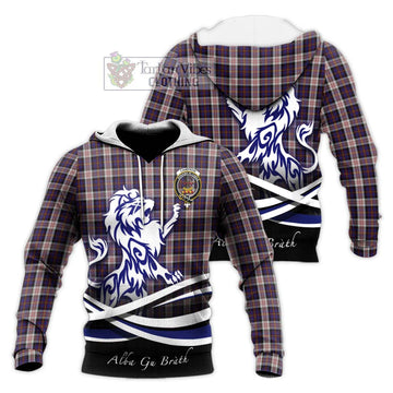 Cameron of Erracht Dress Tartan Knitted Hoodie with Alba Gu Brath Regal Lion Emblem