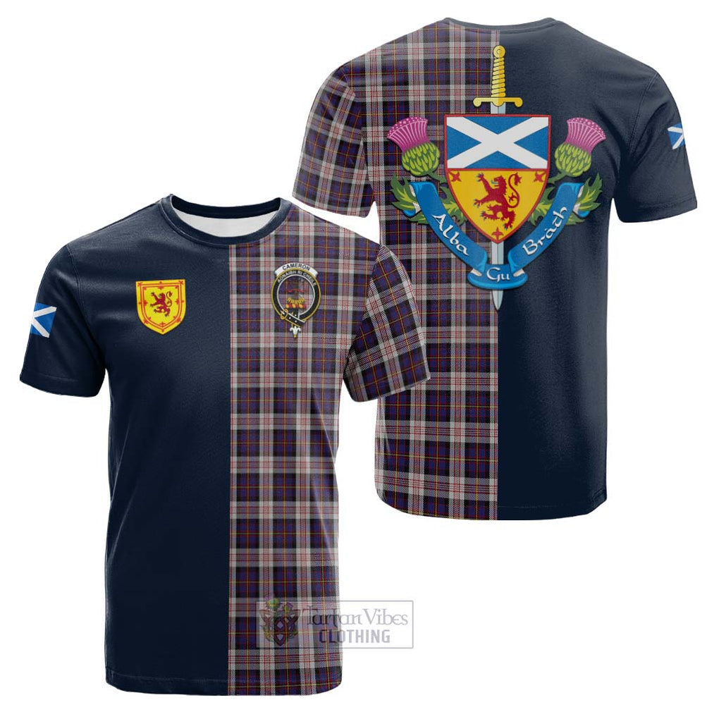 Tartan Vibes Clothing Cameron of Erracht Dress Tartan Cotton T-shirt with Scottish Lion Royal Arm Half Style