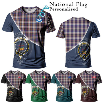 Cameron of Erracht Dress Tartan T-Shirt with Personalised National Flag and Family Crest Half Style