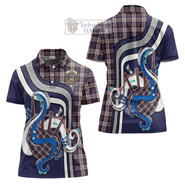 Cameron of Erracht Dress Tartan Women's Polo Shirt with Epic Bagpipe Style