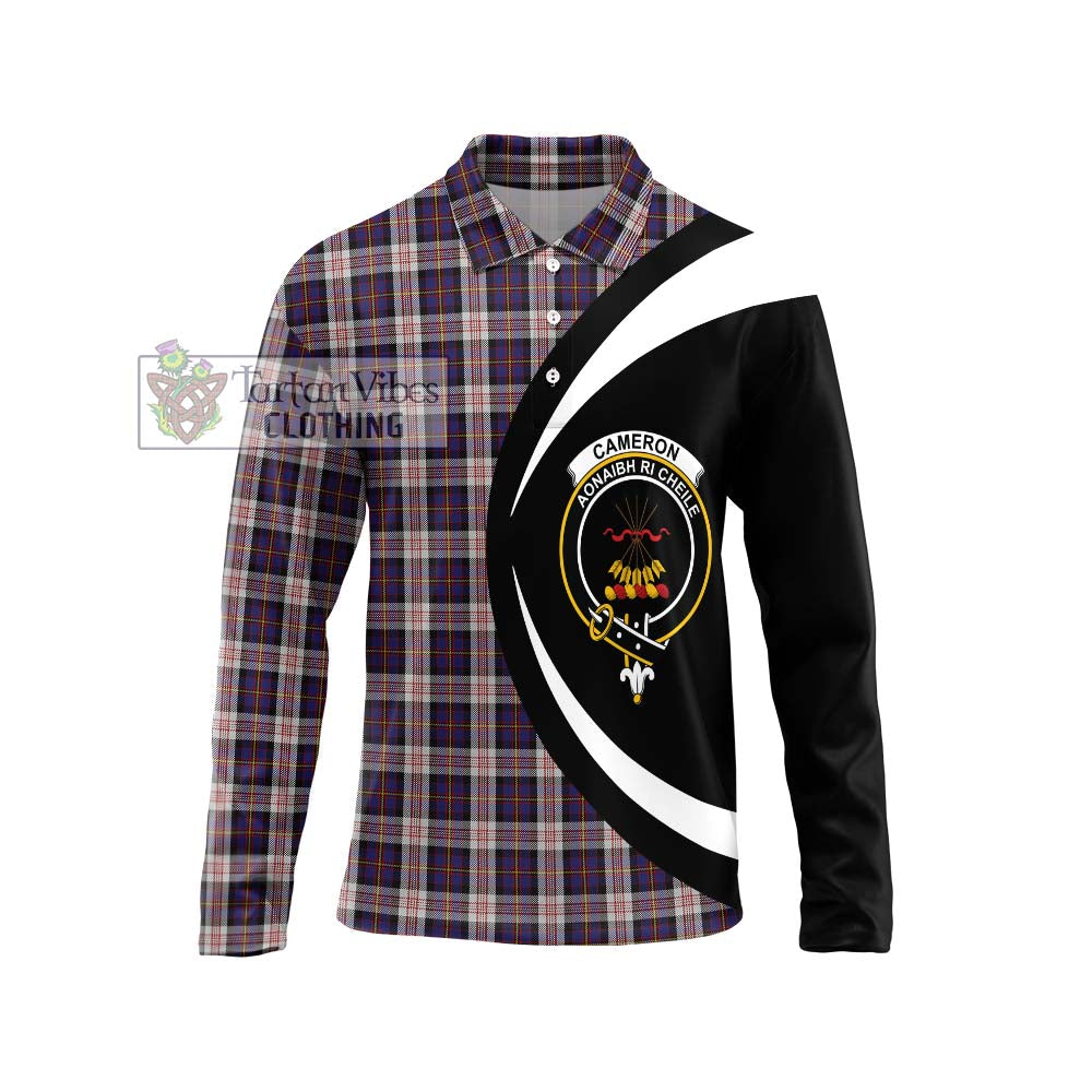 Cameron of Erracht Dress Tartan Long Sleeve Polo Shirt with Family Crest Circle Style Unisex - Tartan Vibes Clothing