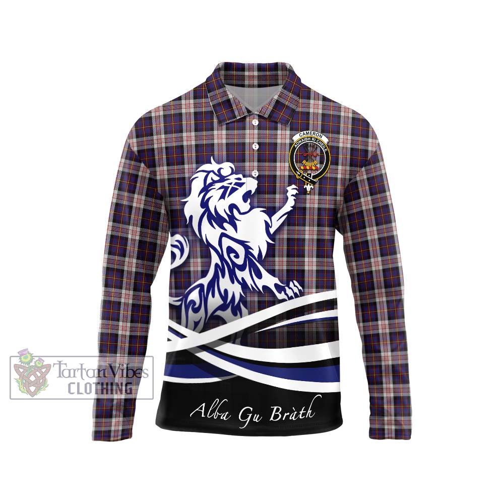 Cameron of Erracht Dress Tartan Long Sleeve Polo Shirt with Alba Gu Brath Regal Lion Emblem Unisex - Tartanvibesclothing Shop