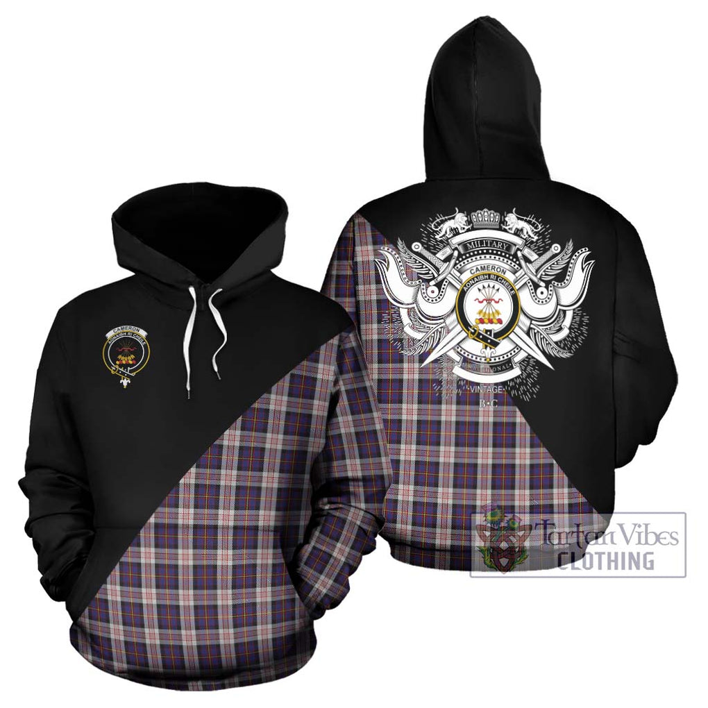 Cameron of Erracht Dress Tartan Hoodie with Family Crest and Military Logo Style Zip Hoodie - Tartanvibesclothing Shop