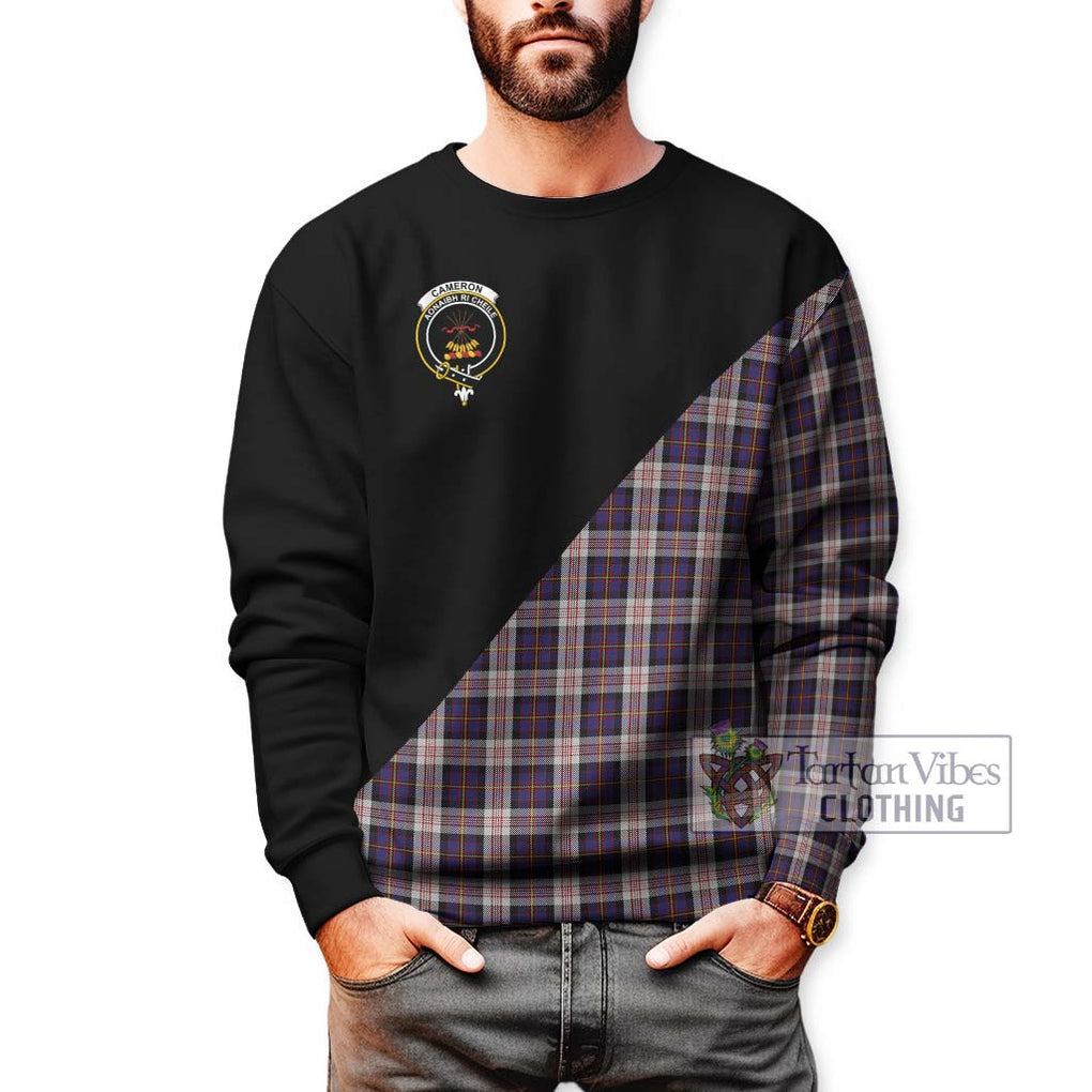 Cameron of Erracht Dress Tartan Sweatshirt with Family Crest and Military Logo Style Unisex - Tartanvibesclothing Shop