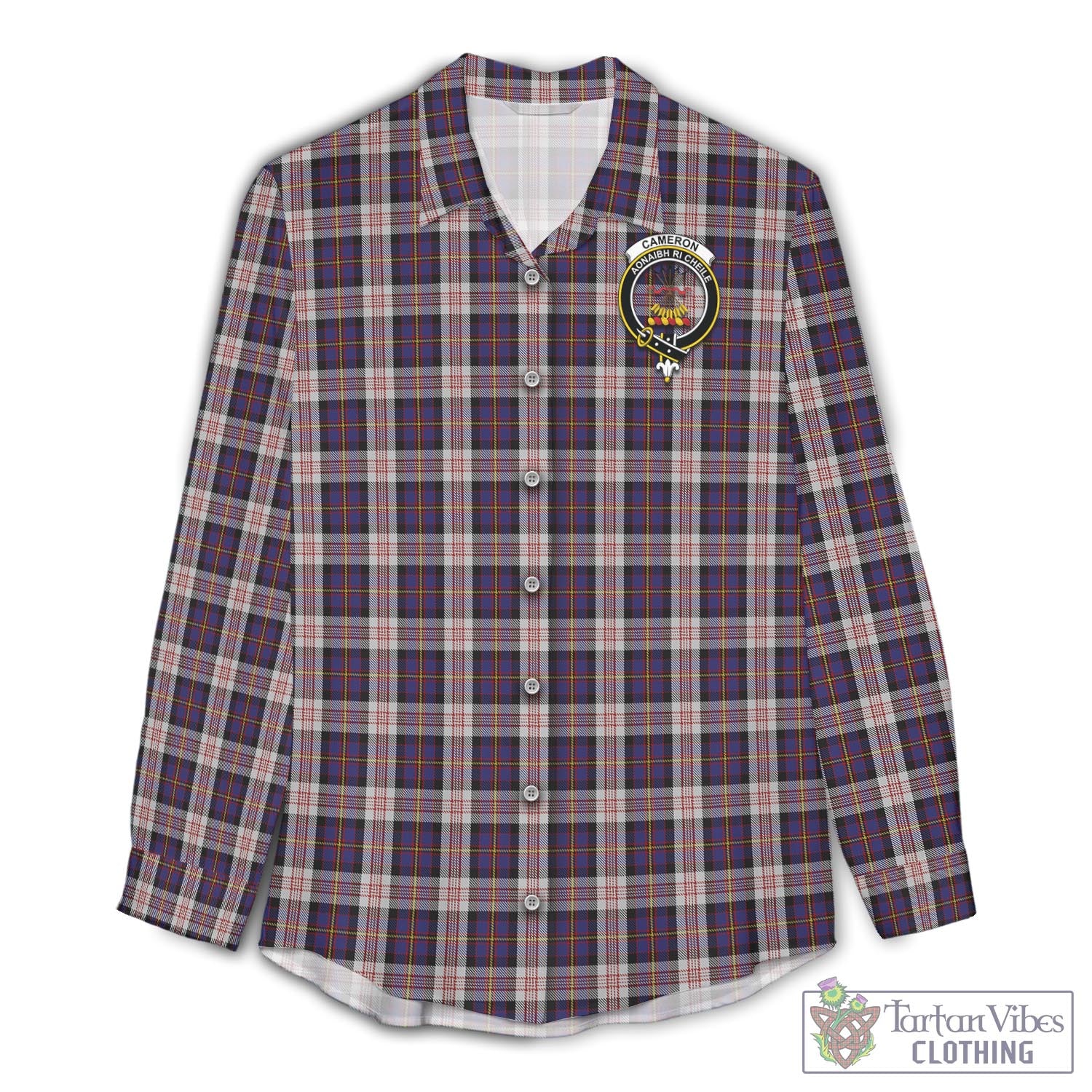 Tartan Vibes Clothing Cameron of Erracht Dress Tartan Womens Casual Shirt with Family Crest