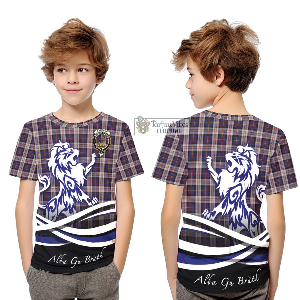 Cameron of Erracht Dress Tartan Kid T-Shirt with Alba Gu Brath Regal Lion Emblem Youth XL Size14 - Tartanvibesclothing Shop