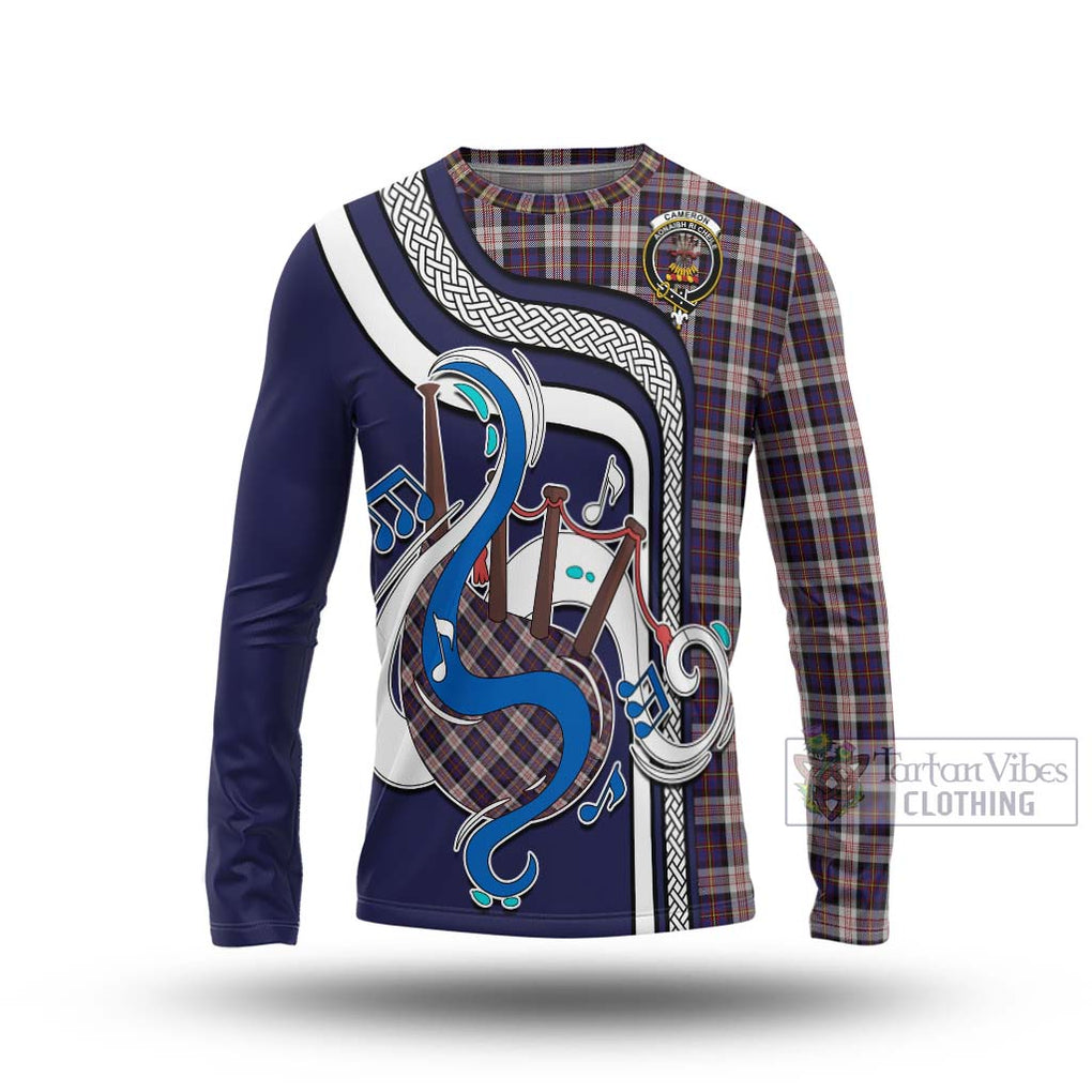 Tartan Vibes Clothing Cameron of Erracht Dress Tartan Long Sleeve T-Shirt with Epic Bagpipe Style