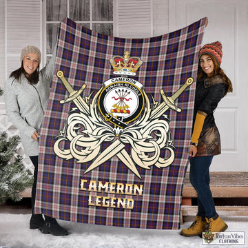 Cameron of Erracht Dress Tartan Blanket with Clan Crest and the Golden Sword of Courageous Legacy