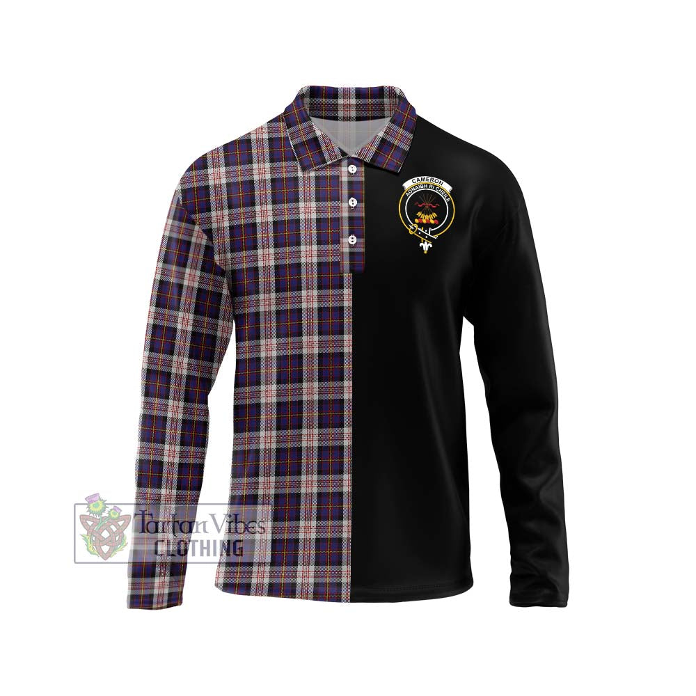 Cameron of Erracht Dress Tartan Long Sleeve Polo Shirt with Family Crest and Half Of Me Style Unisex - Tartanvibesclothing Shop