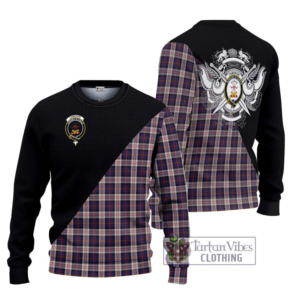 Cameron of Erracht Dress Tartan Knitted Sweater with Family Crest and Military Logo Style Unisex - Tartanvibesclothing Shop