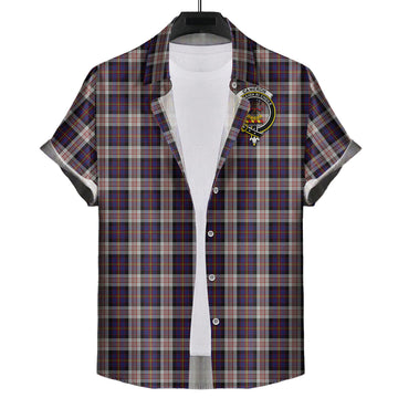 Cameron of Erracht Dress Tartan Short Sleeve Button Down Shirt with Family Crest